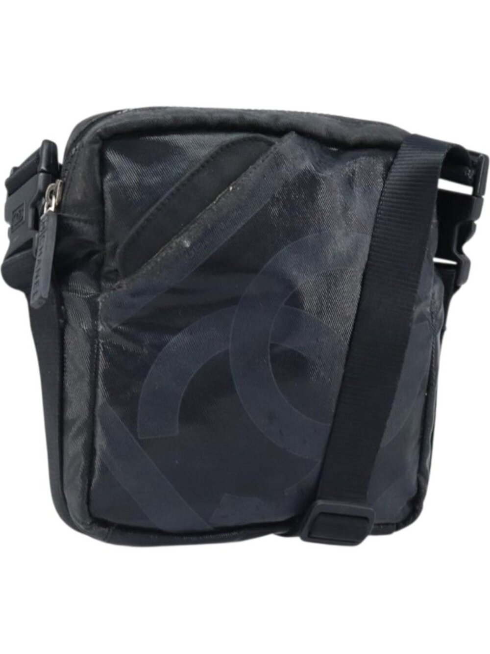 CHANEL Shoulder Bag Coated Canvas Black CC